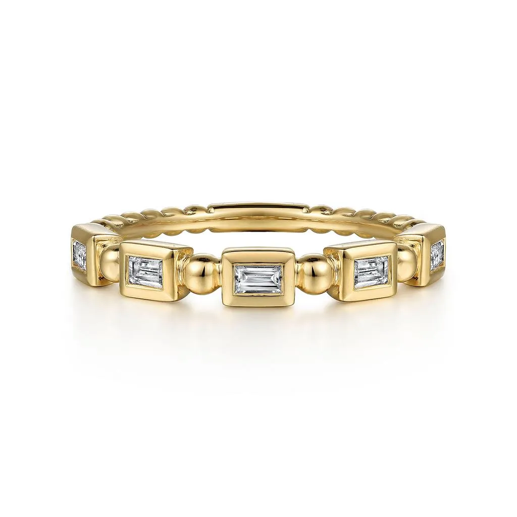 0.25ctw Emerald Diamond Geometric Bujukan Ring, Size 6.5 - 14K Yellow Gold