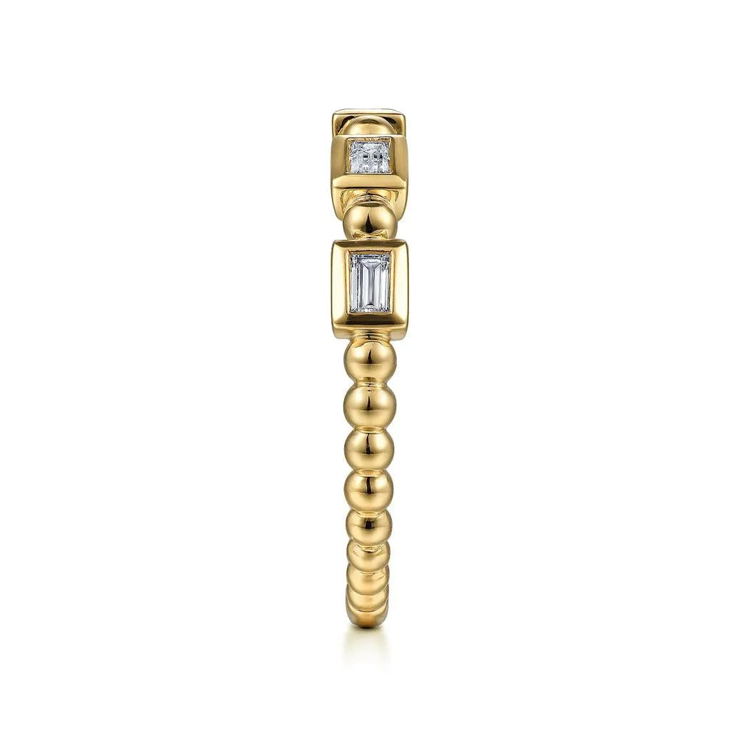 0.25ctw Emerald Diamond Geometric Bujukan Ring, Size 6.5 - 14K Yellow Gold