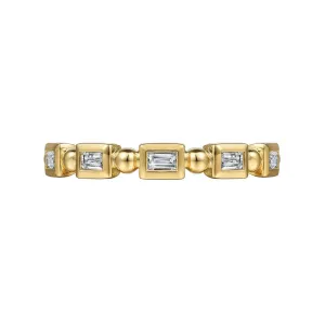 0.25ctw Emerald Diamond Geometric Bujukan Ring, Size 6.5 - 14K Yellow Gold