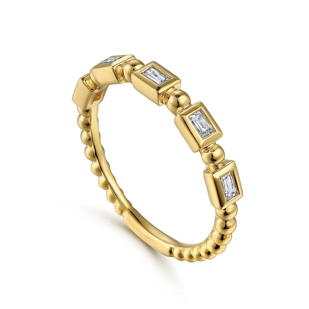 0.25ctw Emerald Diamond Geometric Bujukan Ring, Size 6.5 - 14K Yellow Gold