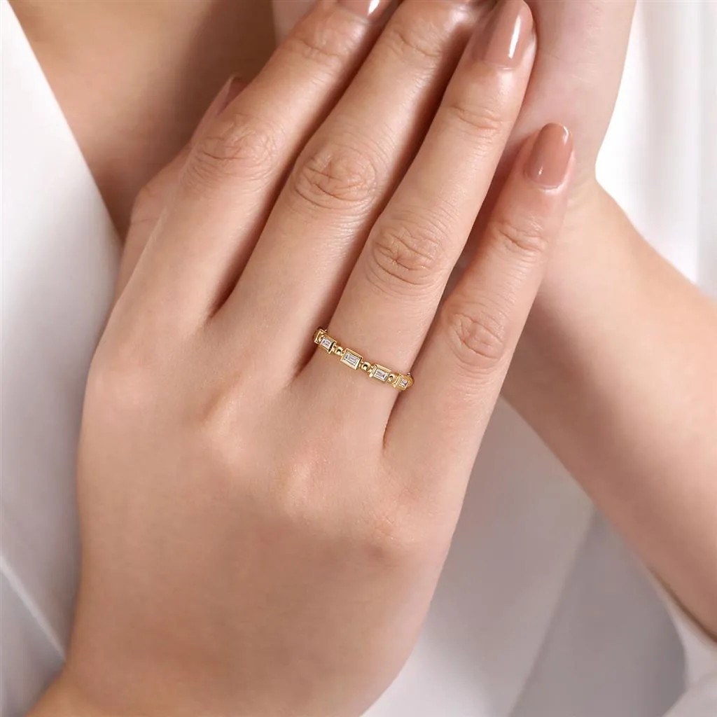 0.25ctw Emerald Diamond Geometric Bujukan Ring, Size 6.5 - 14K Yellow Gold