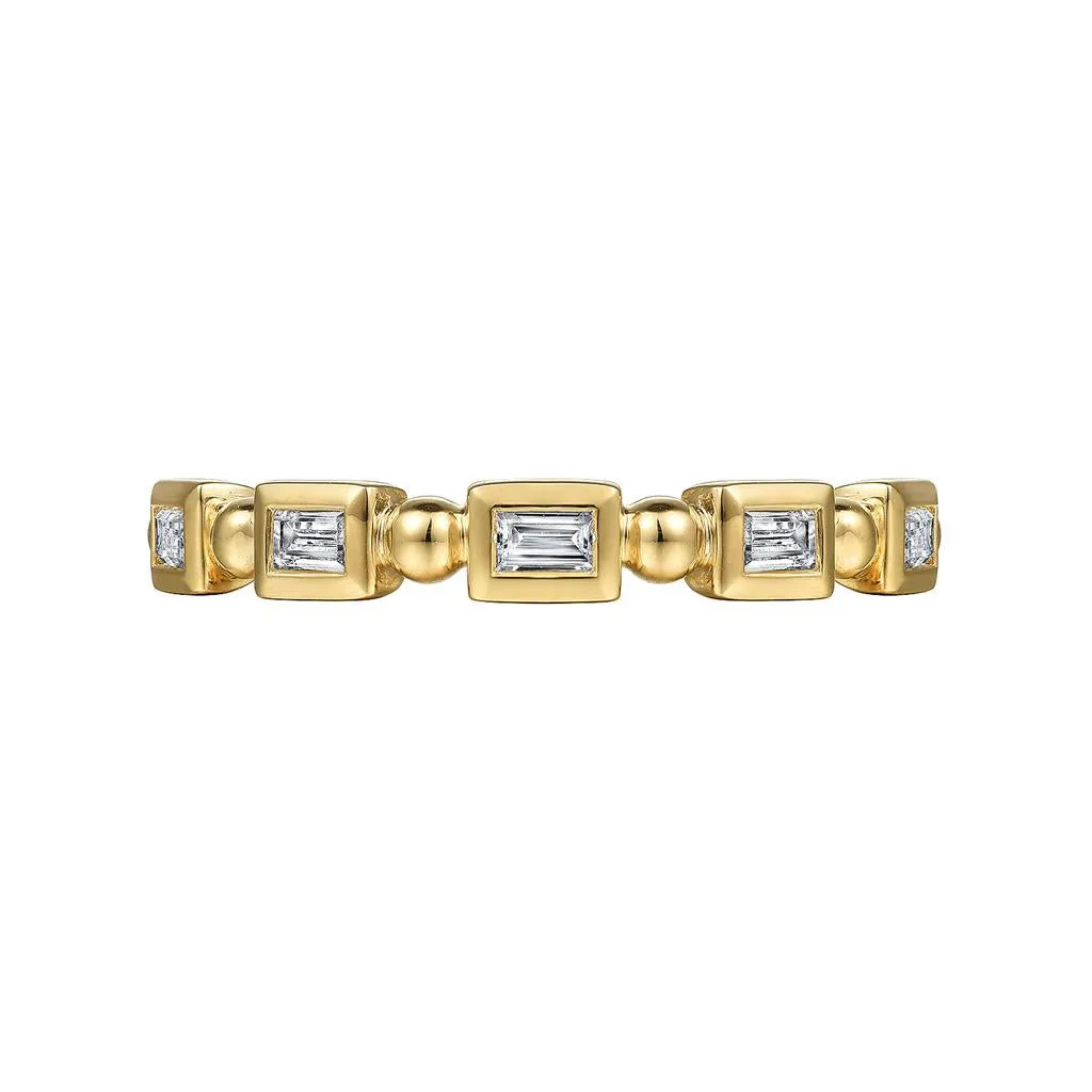 0.25ctw Emerald Diamond Geometric Bujukan Ring, Size 6.5 - 14K Yellow Gold
