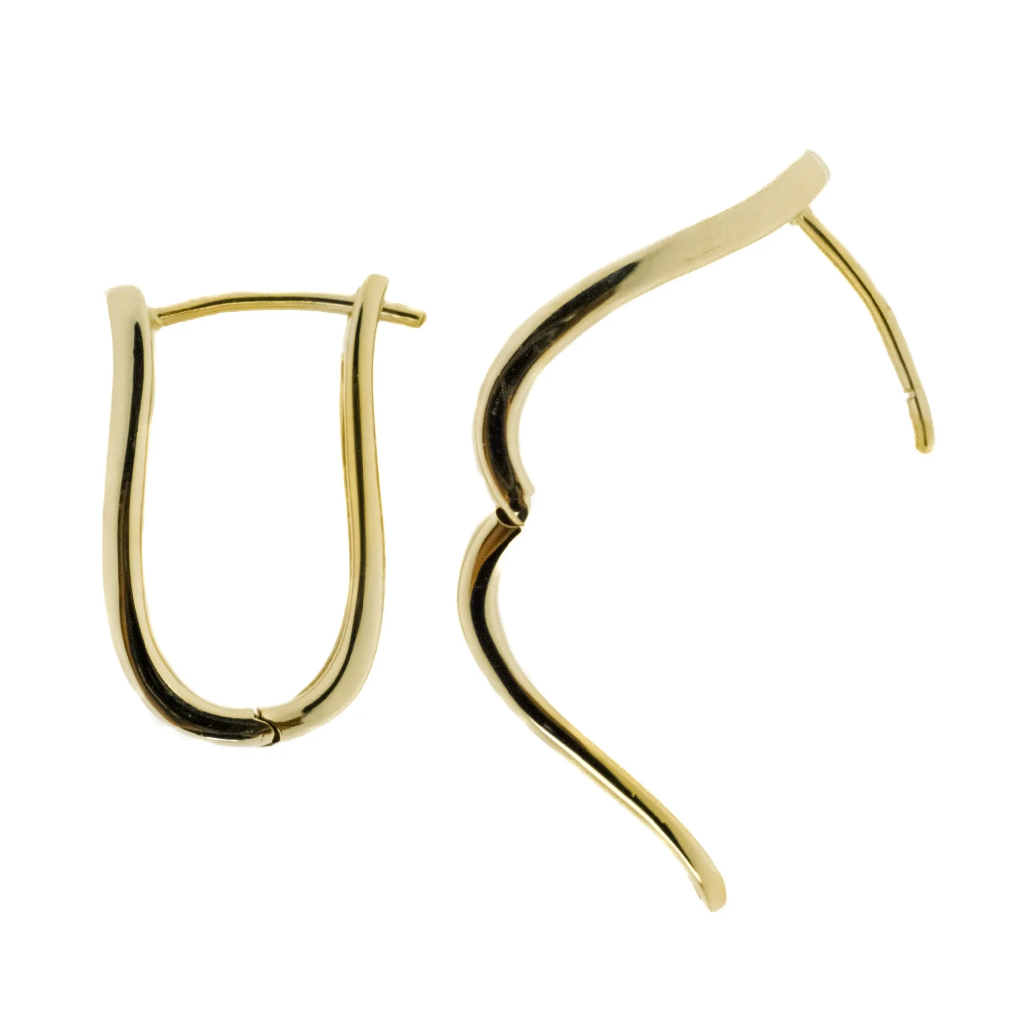 0.96ctw Diamond Accented J Hoop Latch Back Earrings in 14K Yellow Gold
