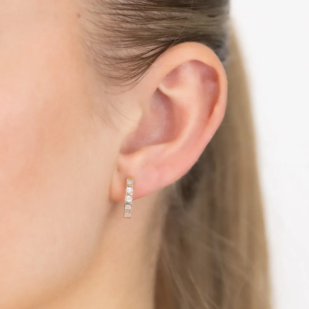 10 Diamonds Hoop Earrings in Gold Plated Sterling Silver