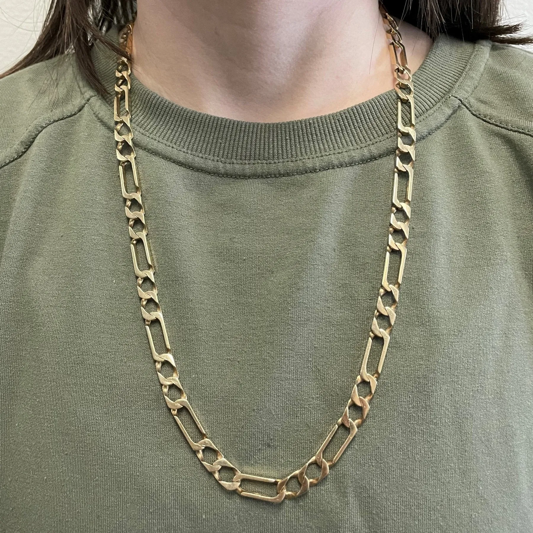 10k Square Figaro Link Chain | 25" |