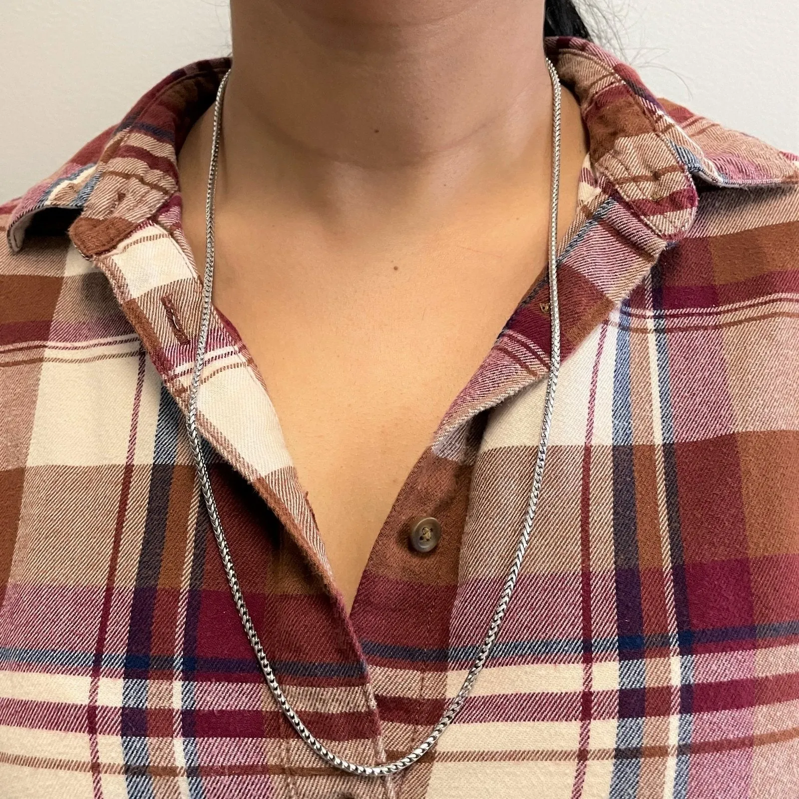 10k White Gold Rounded Wheat Chain | 26" |