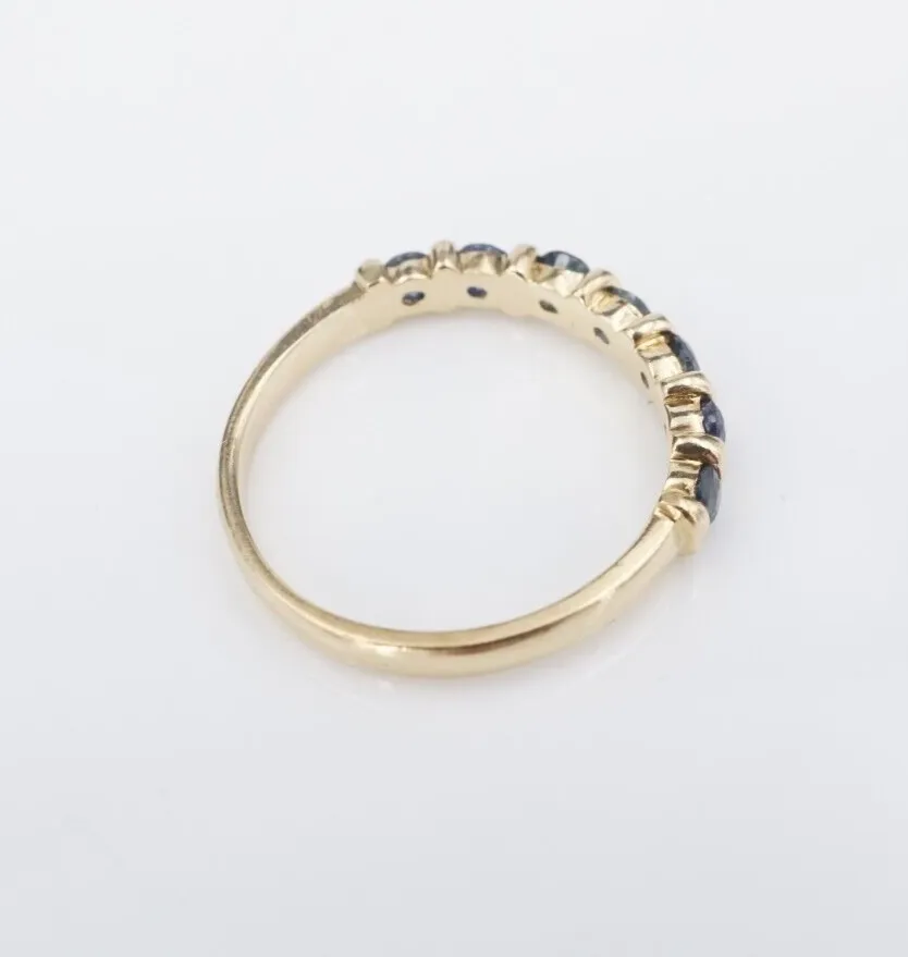 14k Sapphire Band Ring Natural Yellow Gold Stacker Size 6.75 Vintage RG4084