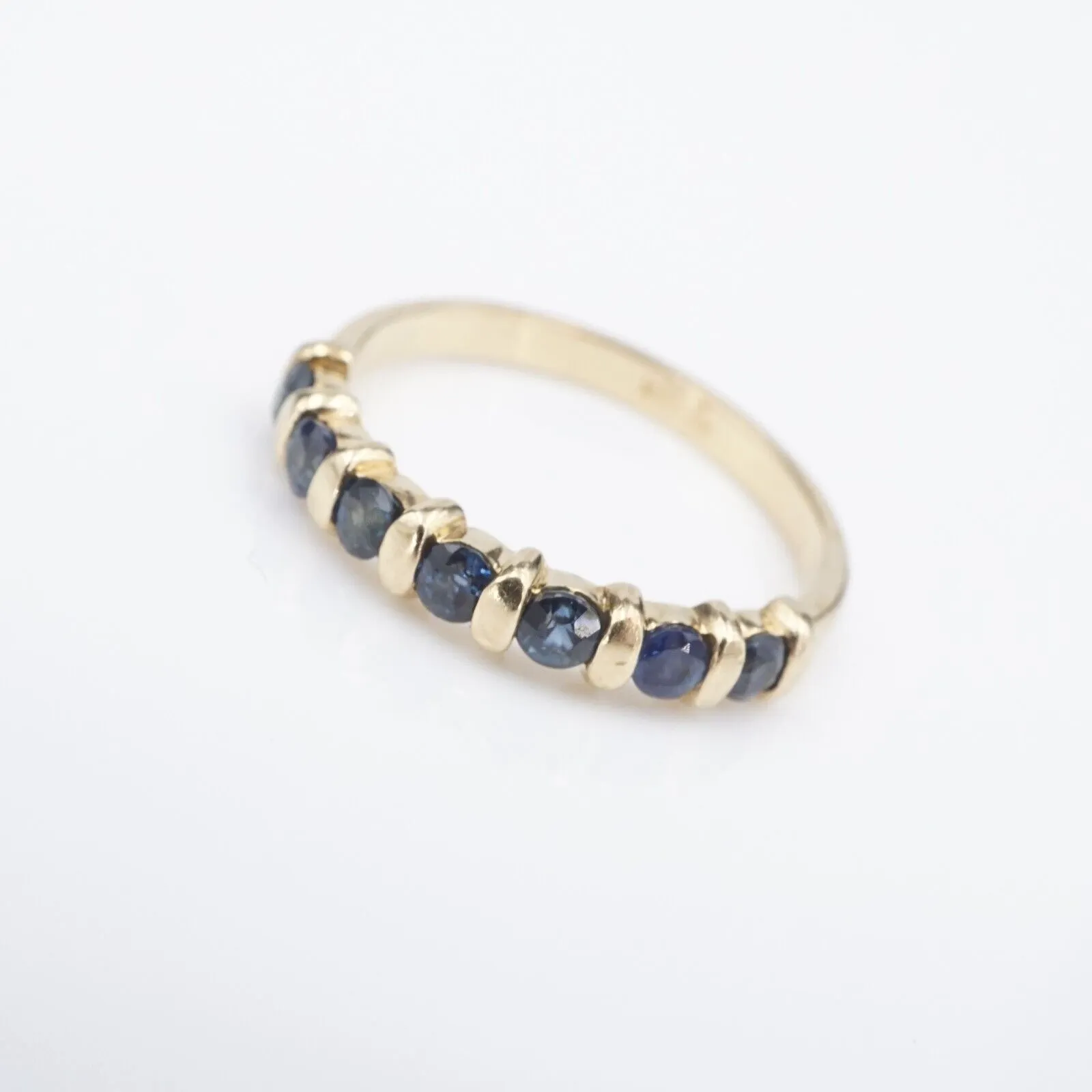 14k Sapphire Band Ring Natural Yellow Gold Stacker Size 6.75 Vintage RG4084