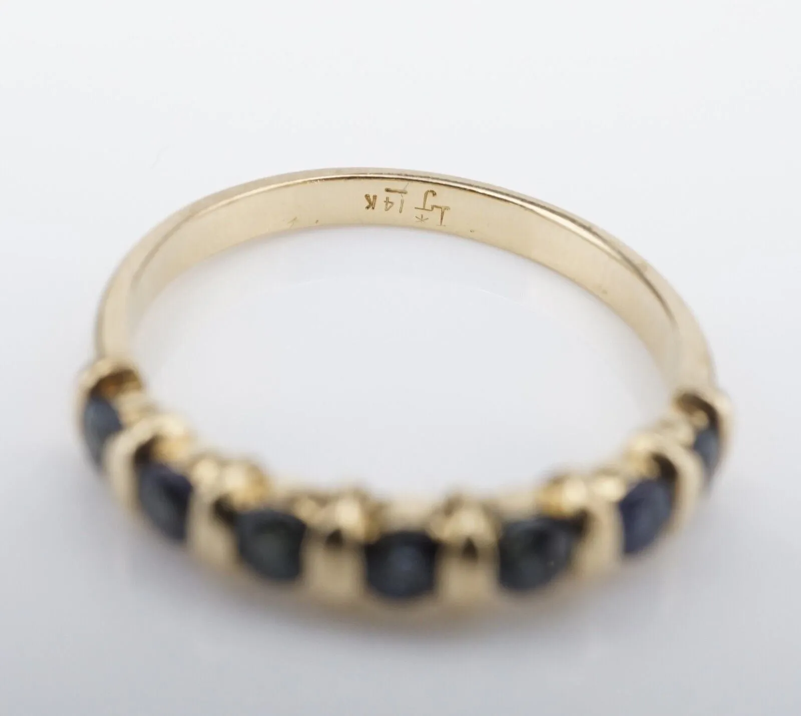 14k Sapphire Band Ring Natural Yellow Gold Stacker Size 6.75 Vintage RG4084