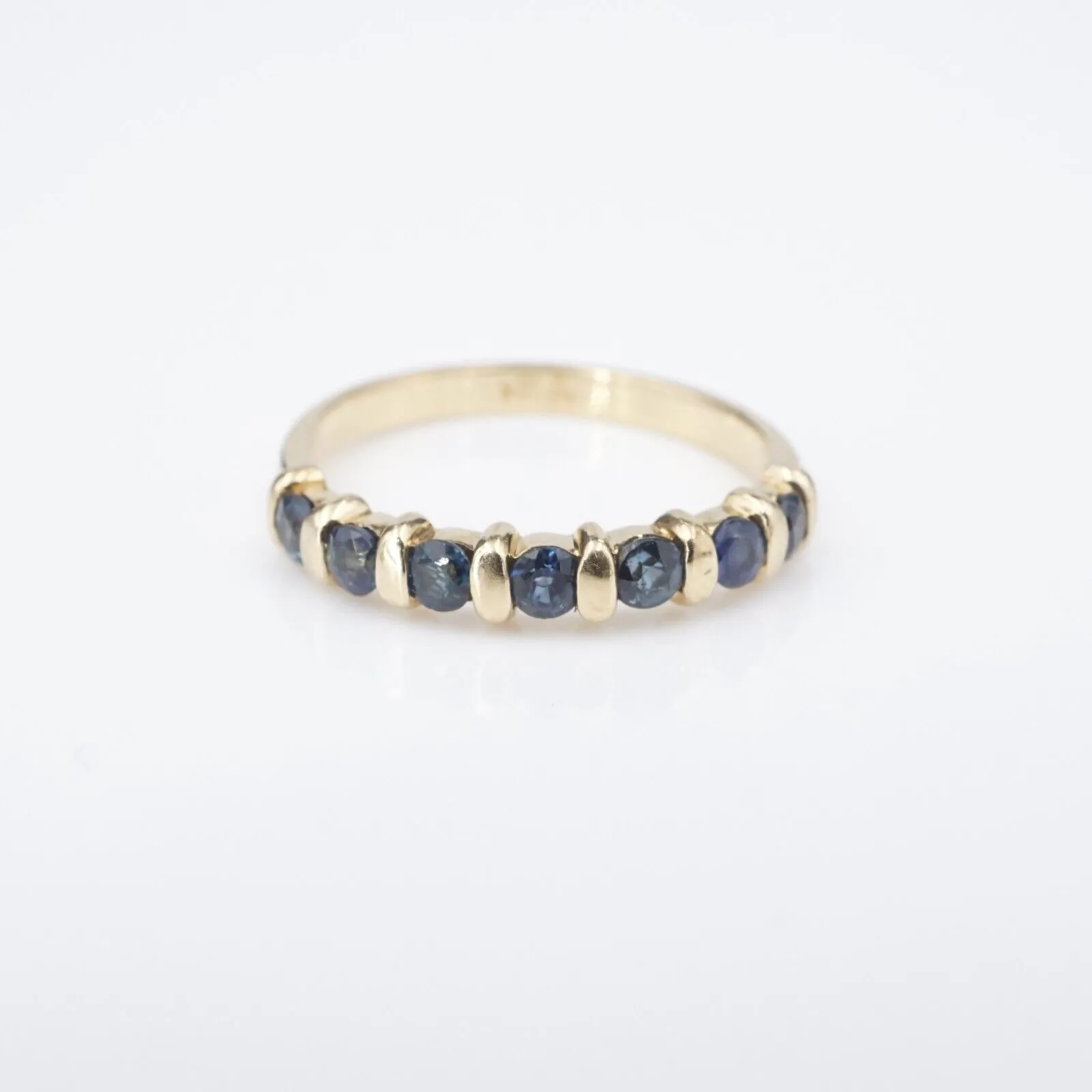 14k Sapphire Band Ring Natural Yellow Gold Stacker Size 6.75 Vintage RG4084