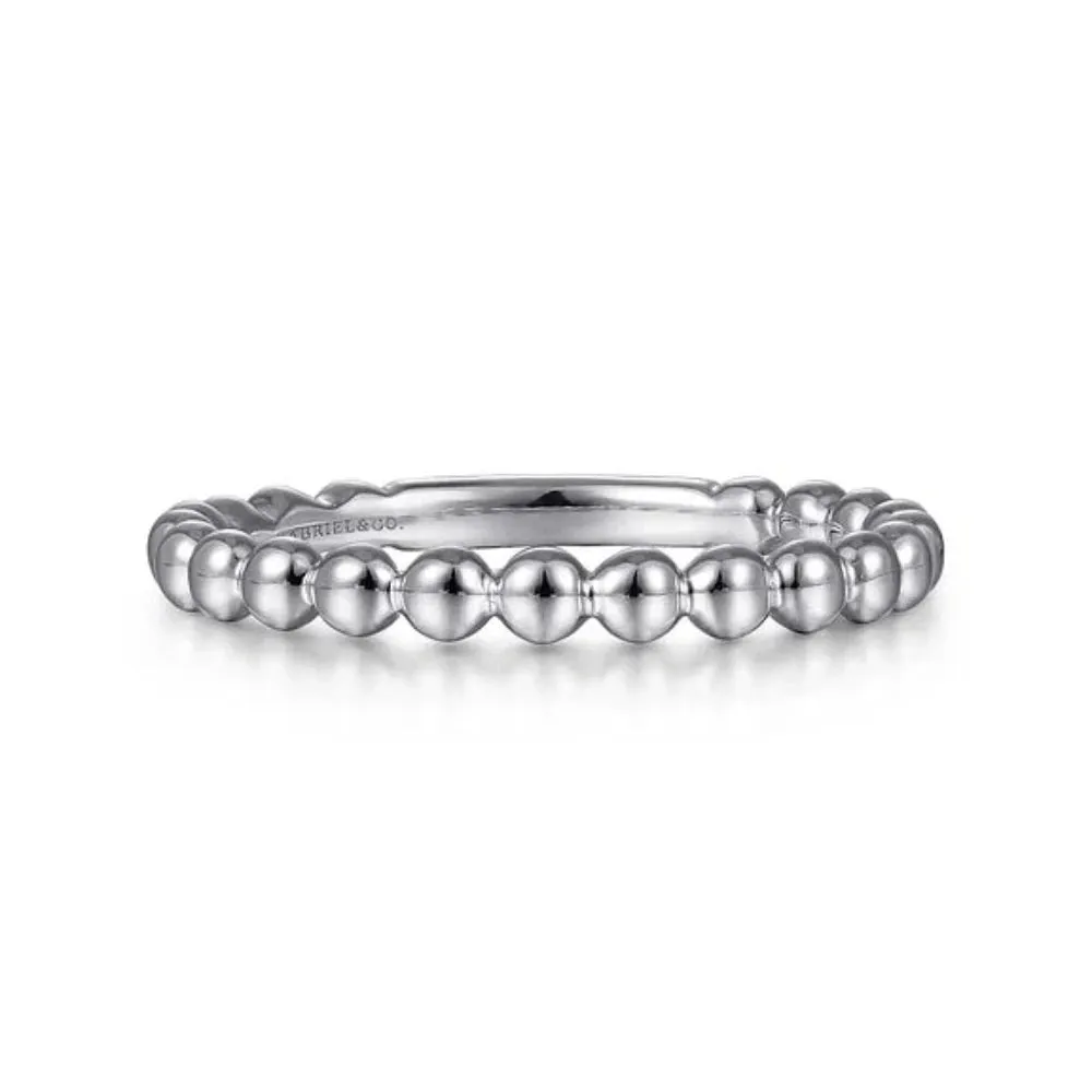 14K W Gold 1.6mm Beaded Stack Ring