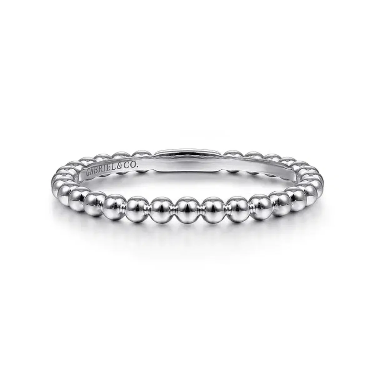 14K W Gold Beaded Stackable Ring