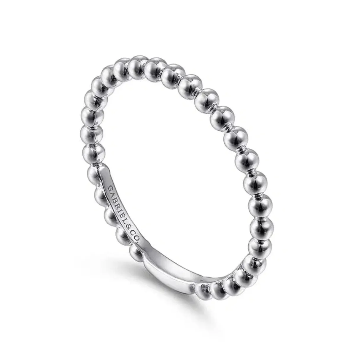 14K W Gold Beaded Stackable Ring