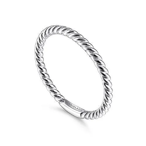 14K W Gold Twisted Rope Stackable Ring