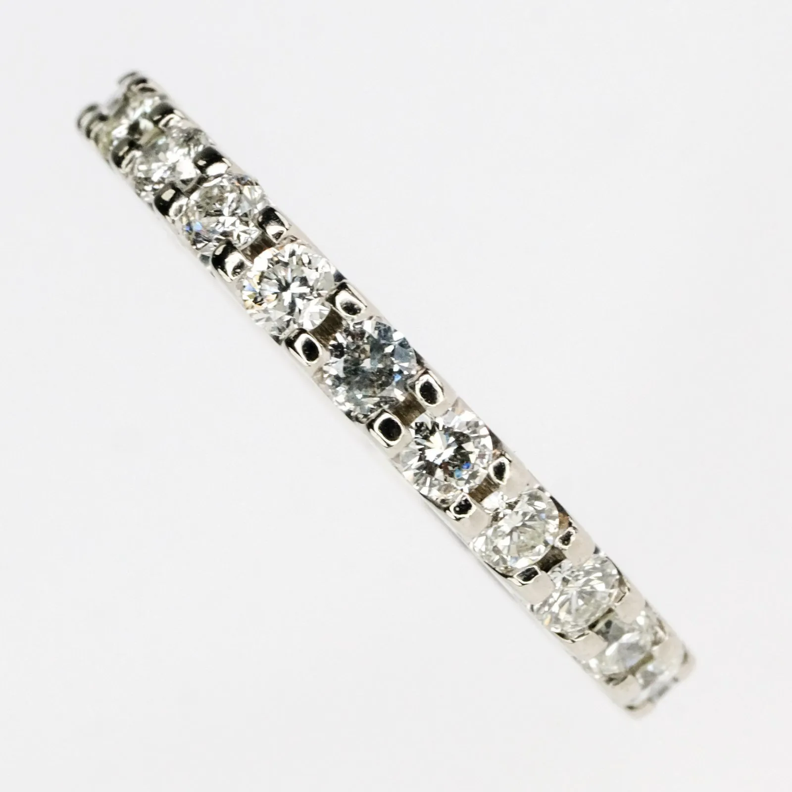 14K White Gold 1.10ctw Round Diamond Eternity Wedding Band Ring Size 5