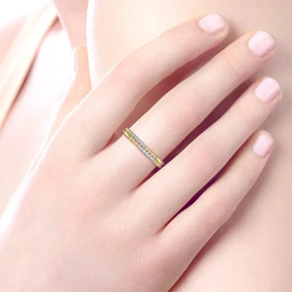 14K Y Gold 0.07ctw Double Diamond Ring