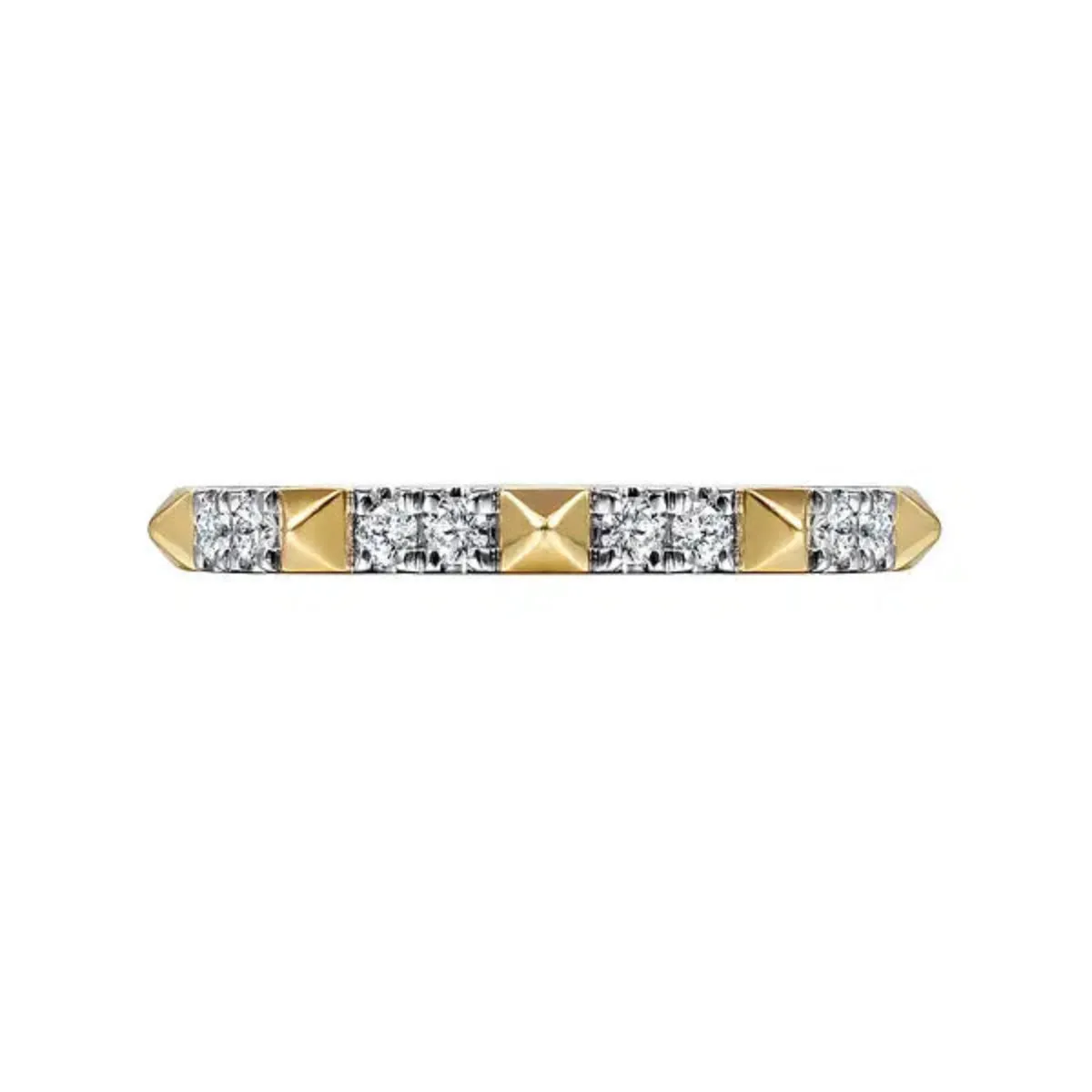 14K Y Gold 0.26ctw Alternating Diamond and Pyramid Stackable Ring