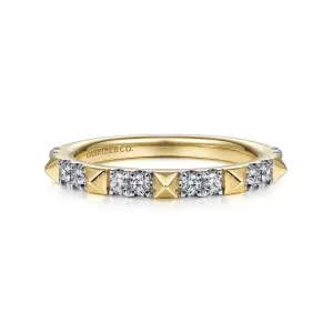 14K Y Gold 0.26ctw Alternating Diamond and Pyramid Stackable Ring