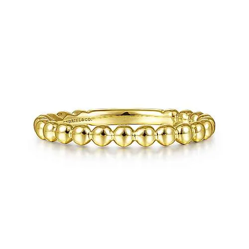 14K Y Gold 1.6mm Beaded Stack Ring