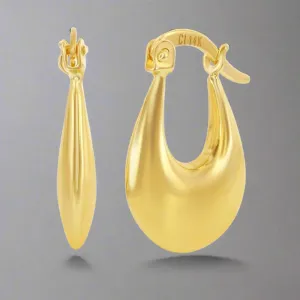 14K Y Gold 19x15mm Puffed Hoop Earrings