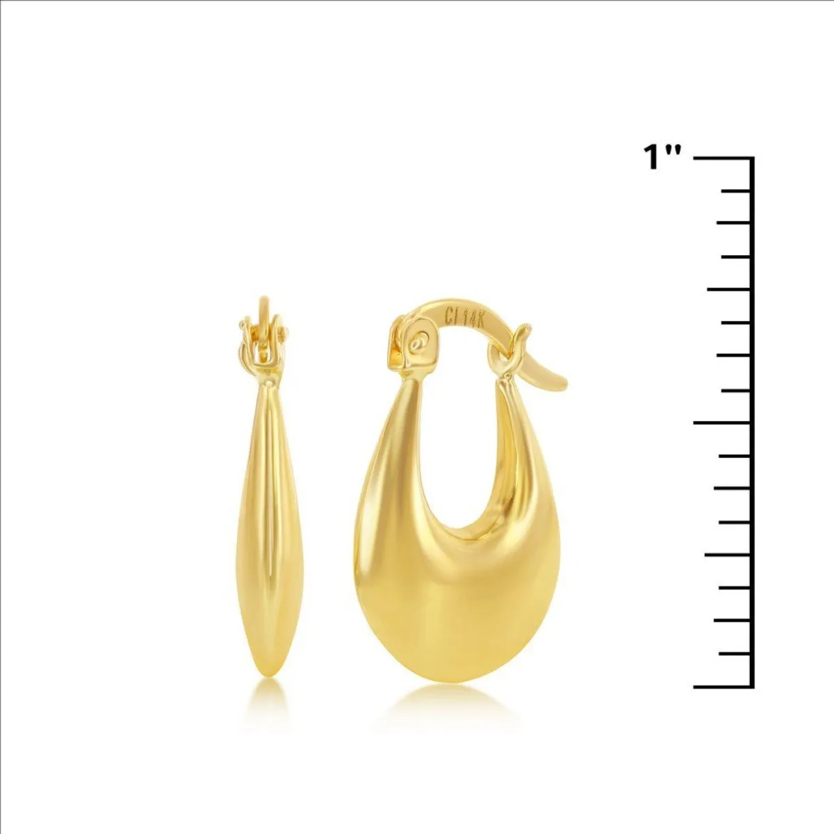 14K Y Gold 19x15mm Puffed Hoop Earrings