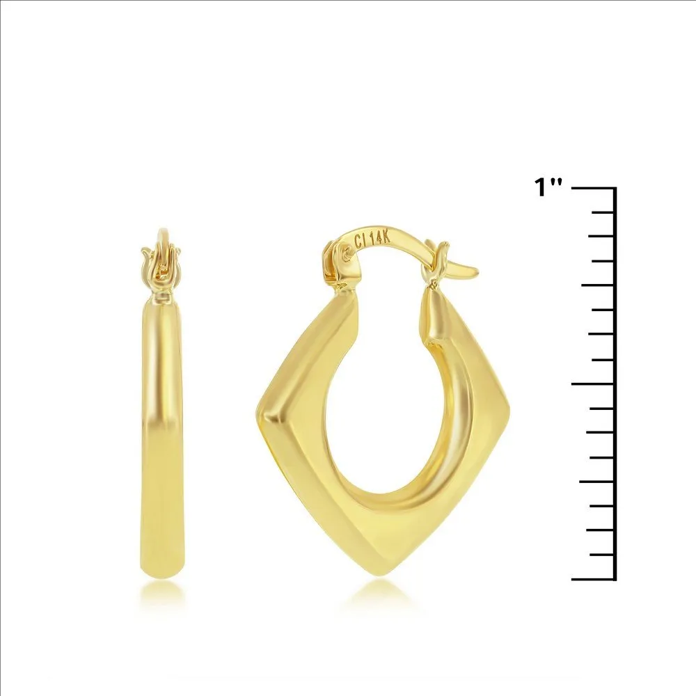 14K Y Gold 22x20mm Diamond Shaped Hoop Earrings