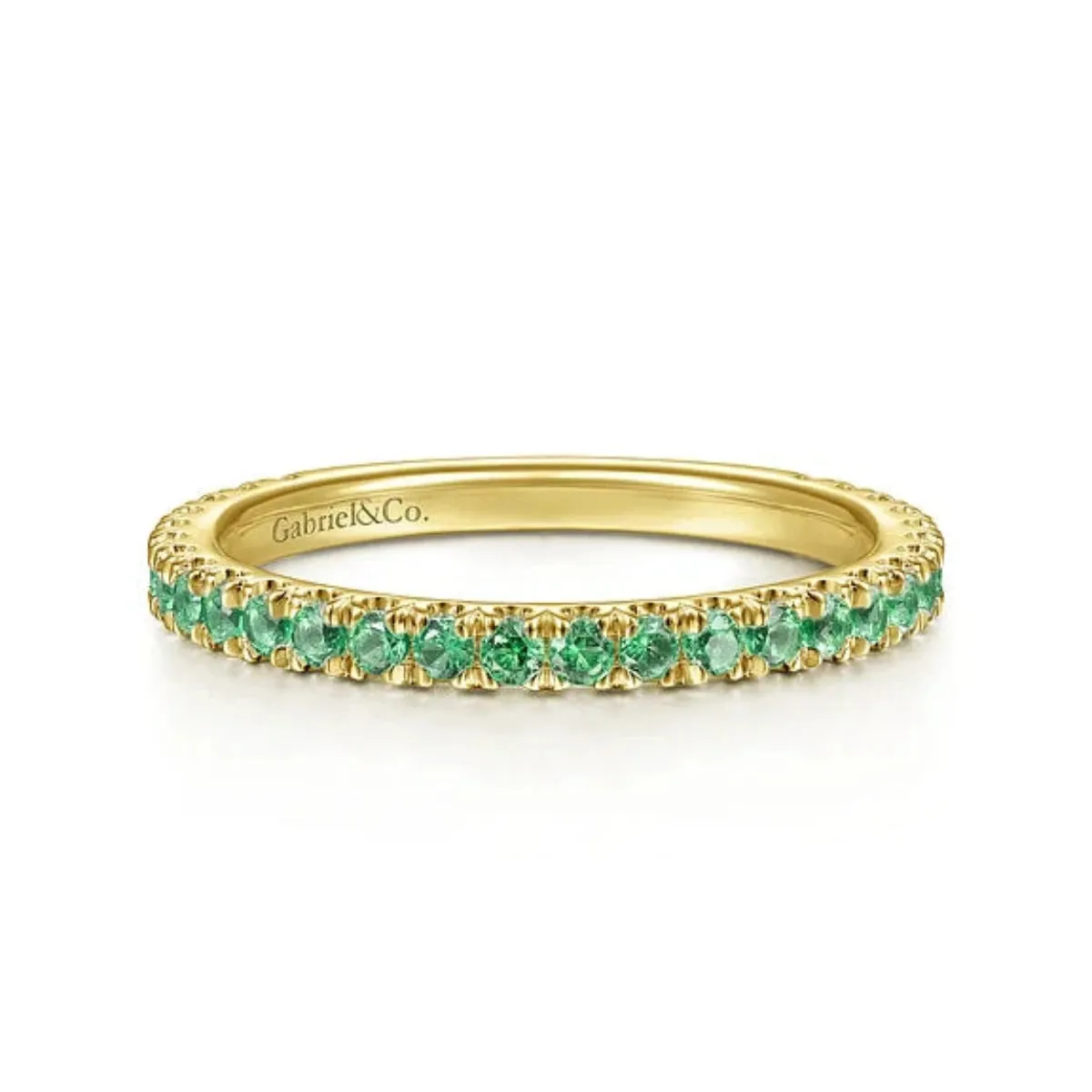 14K Y Gold 2mm 0.45ctw Emerald Band