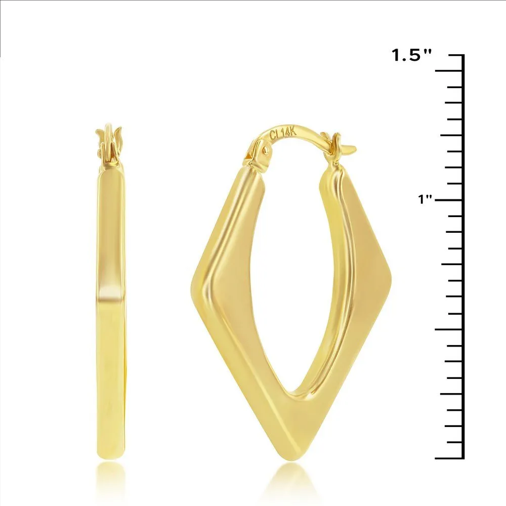 14K Y Gold 30x24mm Diamond Shaped Hoop Earrings