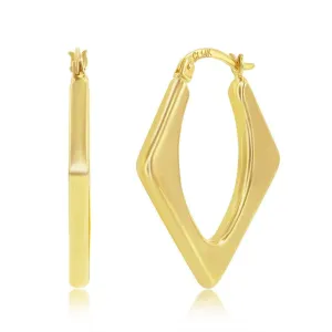 14K Y Gold 30x24mm Diamond Shaped Hoop Earrings