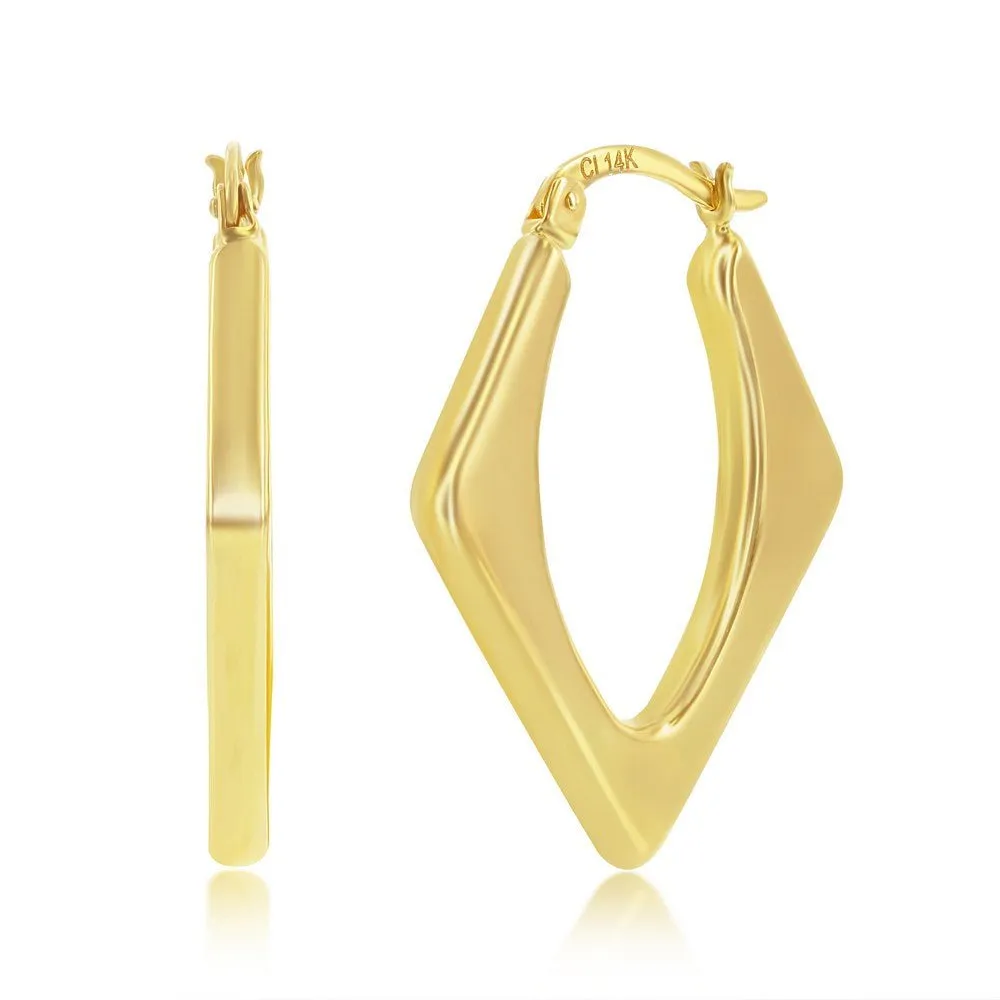 14K Y Gold 30x24mm Diamond Shaped Hoop Earrings