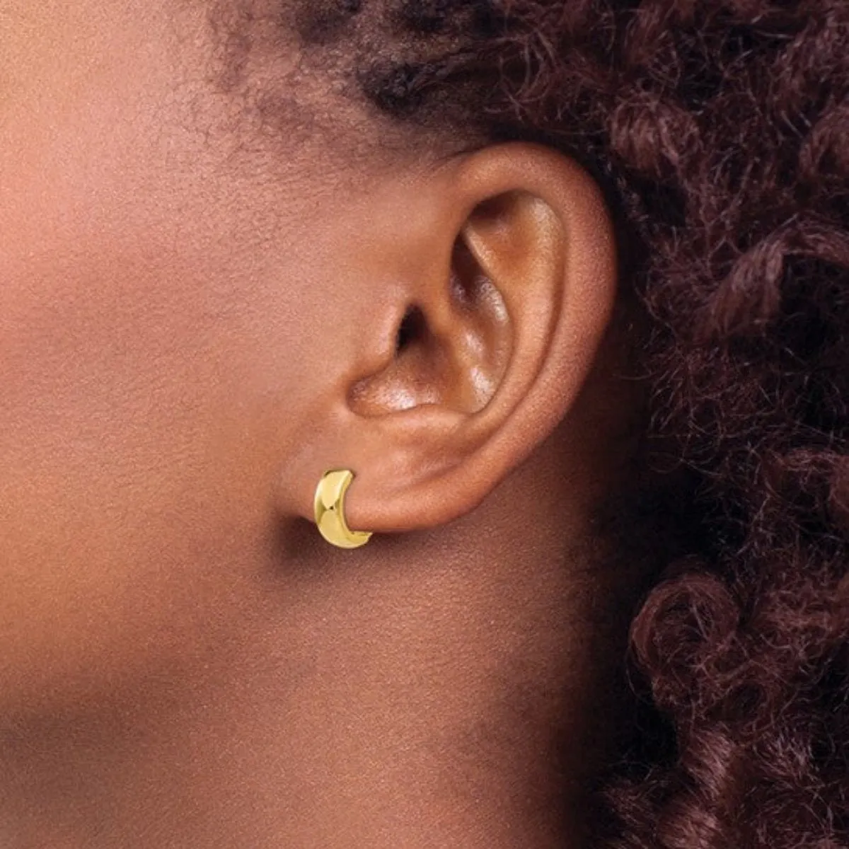 14K Y Gold 5mm Round Huggie Hoop Earrings