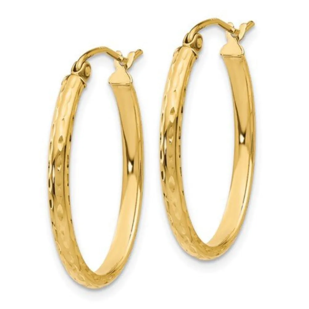 14K Y Gold Oval DC Hoop Earrings 26mm x 20mm