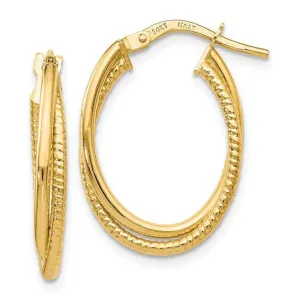 14K Y Gold Oval Hoop Earrings