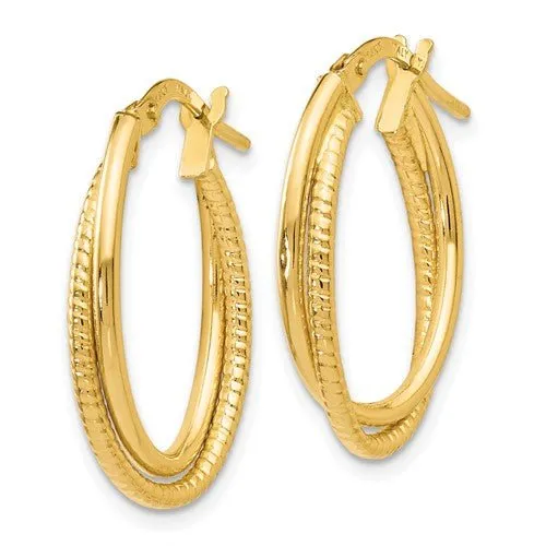 14K Y Gold Oval Hoop Earrings