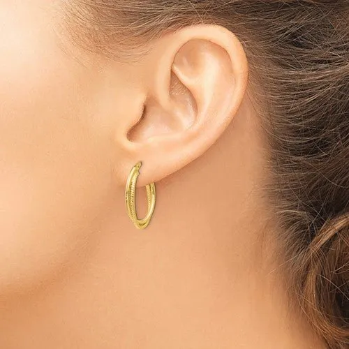 14K Y Gold Oval Hoop Earrings