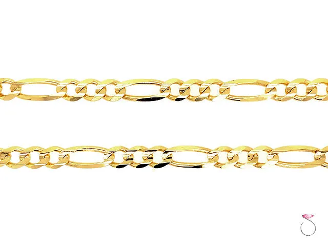 14K Yellow Gold Figaro Chain, 7mm 24"