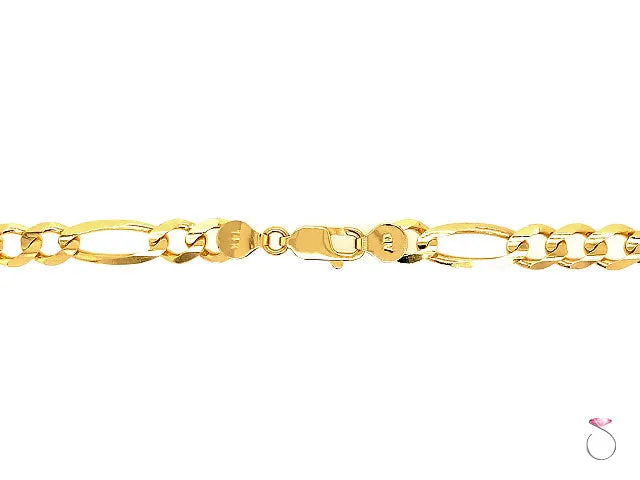 14K Yellow Gold Figaro Chain, 7mm 24"