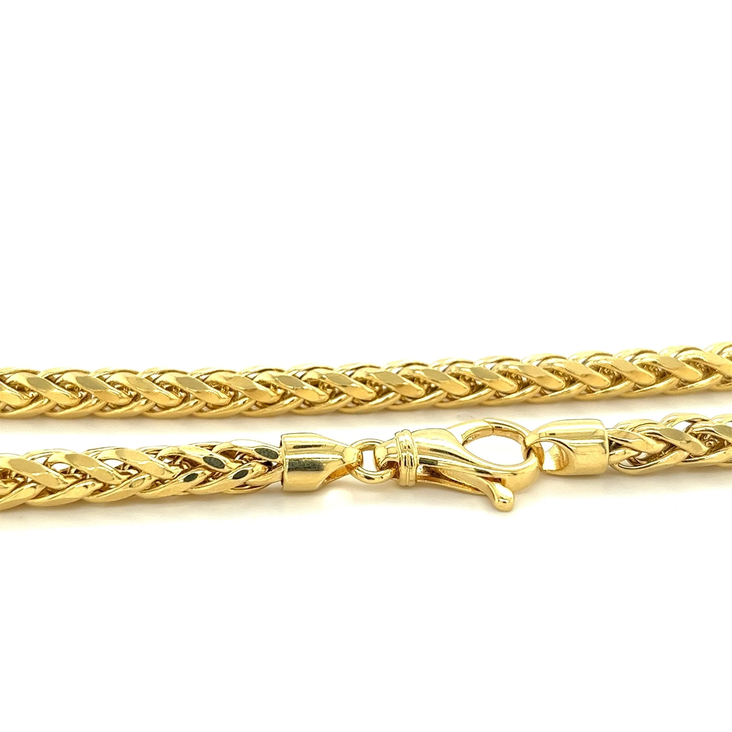 14K Yellow Gold Franco Spiga Link Necklace 4.8MM 18-20 Inches