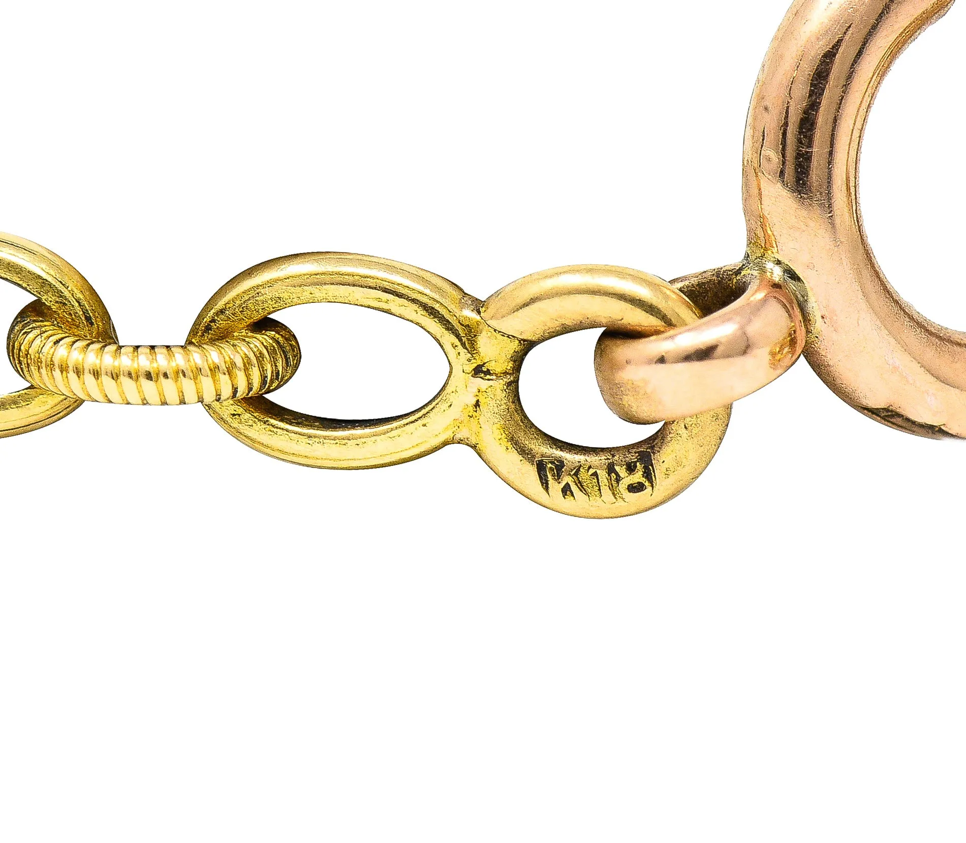 1800's Victorian 18 Karat Yellow Gold 35 1/2 Inch Long Quatrefoil Antique Chain Necklace