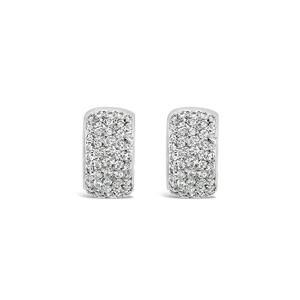 18CT WHITE GOLD DIAMOND SET "HUGGIE" CUFF EARRINGS