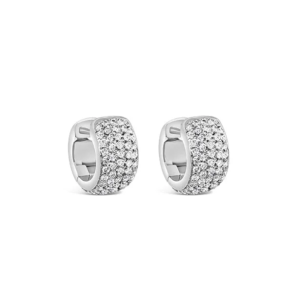 18CT WHITE GOLD DIAMOND SET "HUGGIE" CUFF EARRINGS