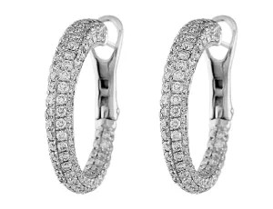 18k White Gold Pav Diamond Omega Hoops