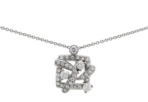 18k White Gold Pav Diamond Woven Pendant