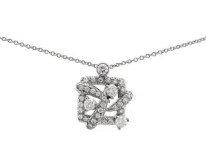 18k White Gold Pav Diamond Woven Pendant