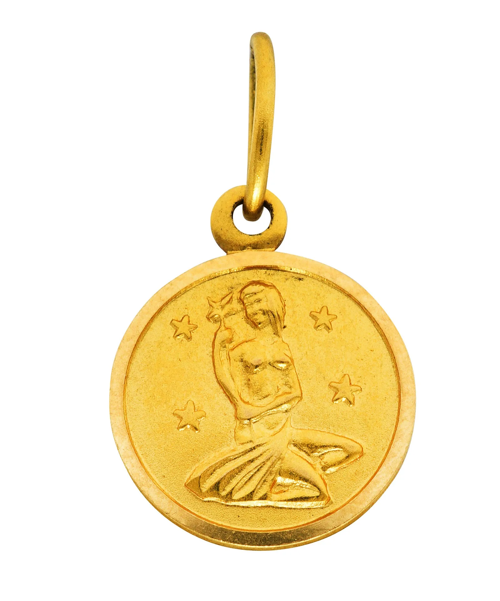 1970's Italian Vintage 18 Karat Yellow Gold Virgo Zodiac Charm