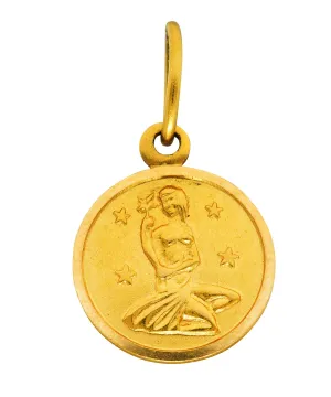 1970's Italian Vintage 18 Karat Yellow Gold Virgo Zodiac Charm