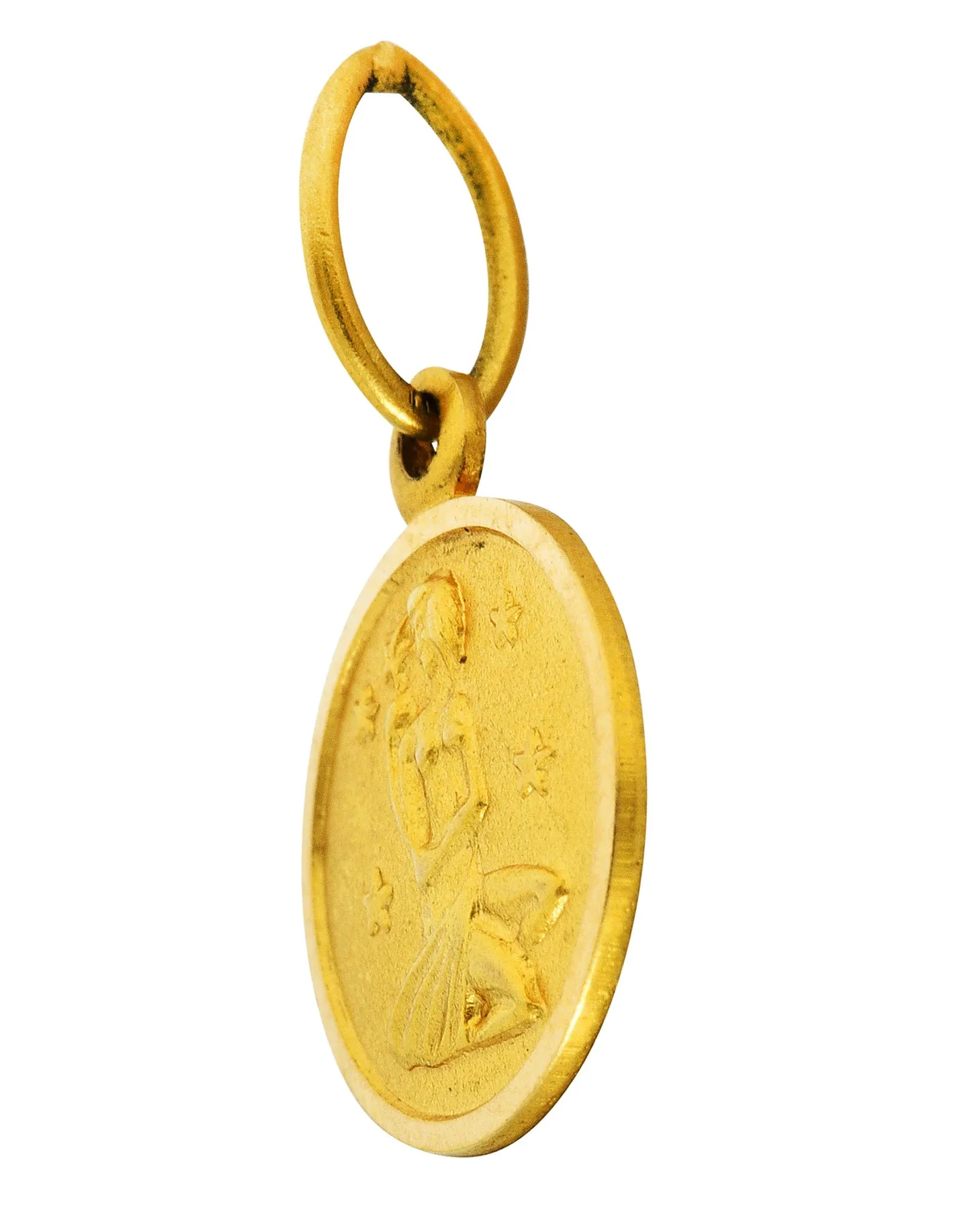 1970's Italian Vintage 18 Karat Yellow Gold Virgo Zodiac Charm