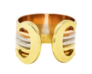 1980's Cartier Vintage Tri-Colored 18 Karat Gold Trinity Cuff Ring