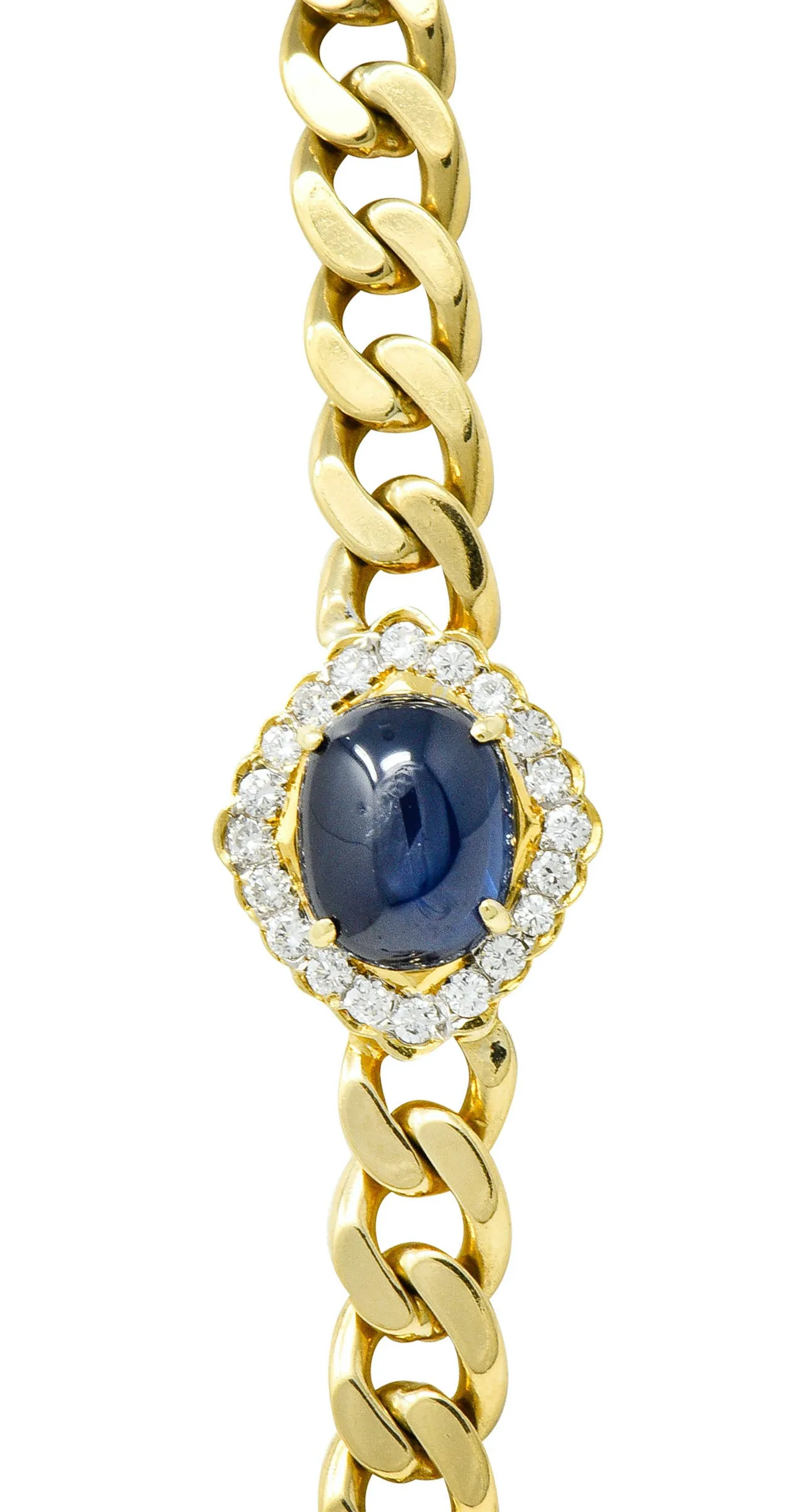 1980's Vintage Sapphire Emerald Ruby Diamond 18 Karat Gold Station Necklace
