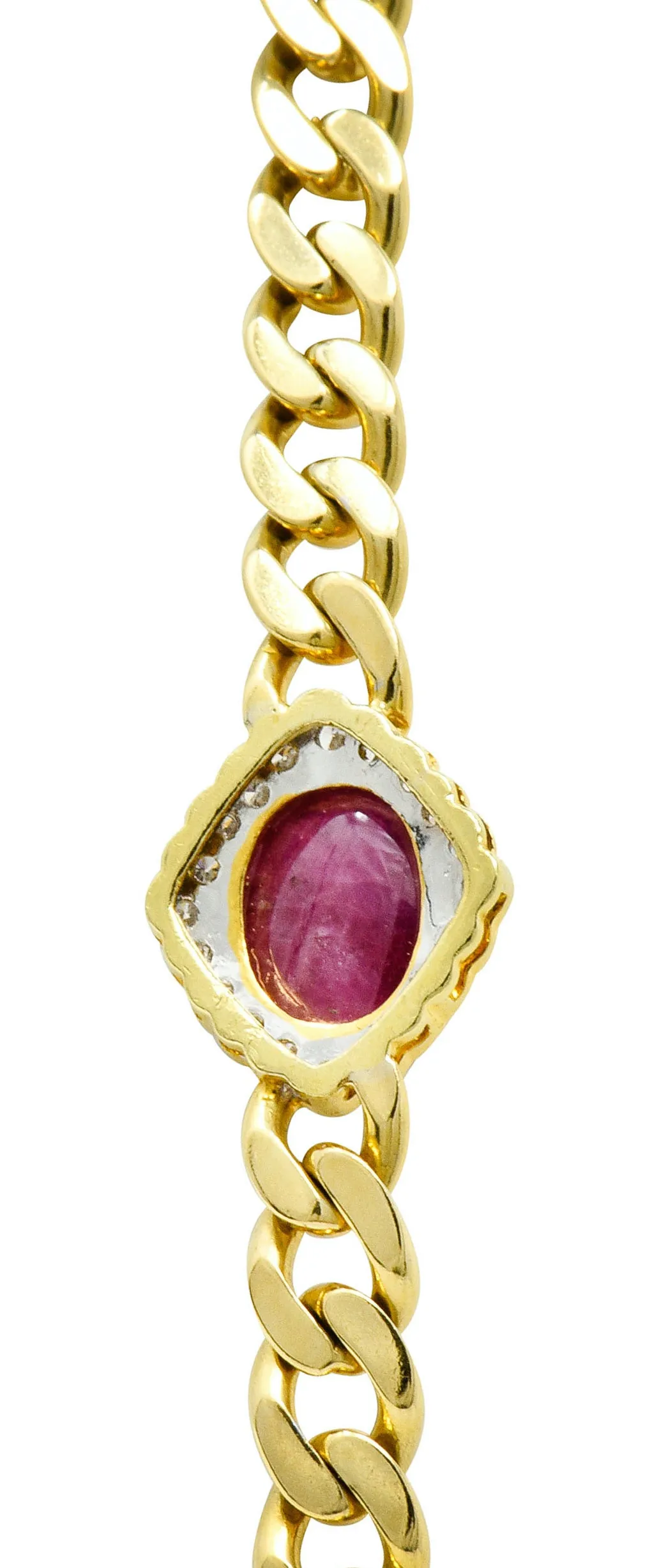 1980's Vintage Sapphire Emerald Ruby Diamond 18 Karat Gold Station Necklace